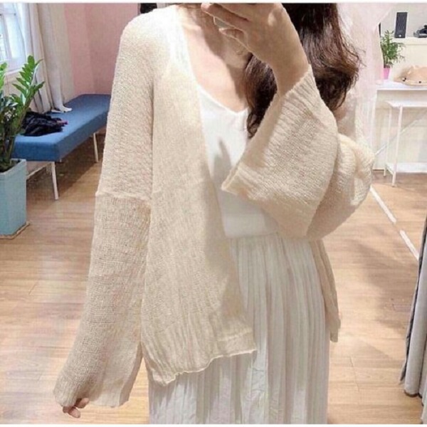 Áo cardigan nữ bằng vải dệt phong cách thục nữ