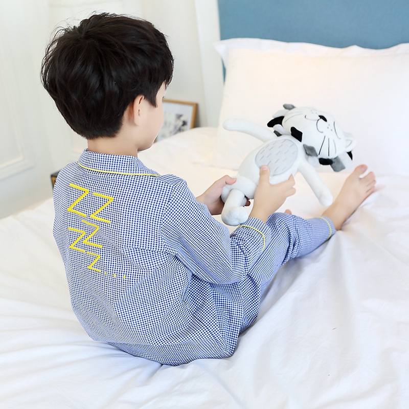 Đồ bộ pijama caro xanh trắng cho bé trai