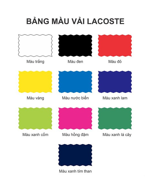 Bảng màu vải Lacoste