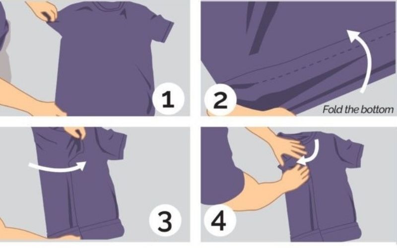 8 bước cách gấp áo sơ mi ngắn tay (1)
