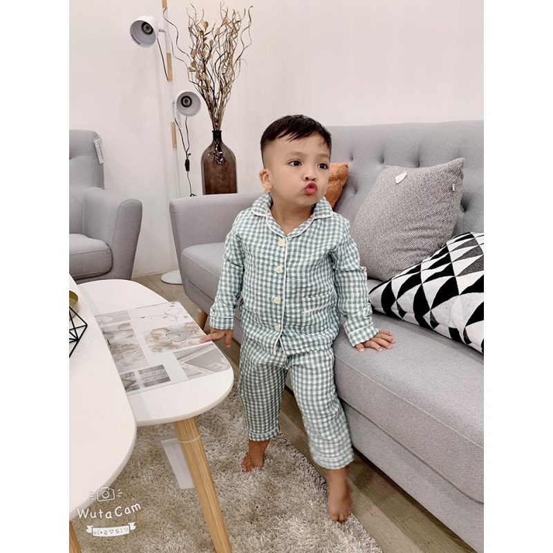 Đồ ngủ pijama caro cho bé trai